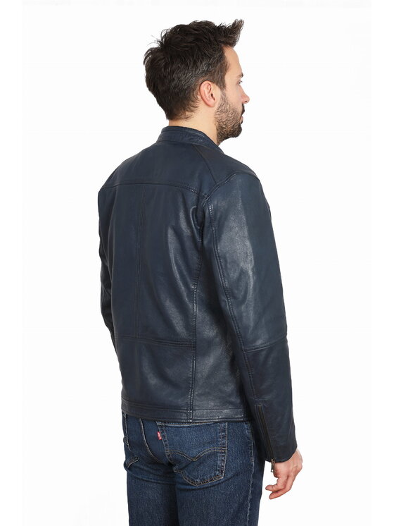 David Ryan David Ryan Kurtka skórzana BOSTON Granatowy Regular Fit