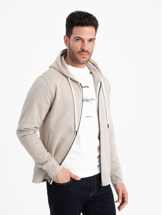Ombre Ombre Mikina OM-SSBZ-0178 Béžová Classic Fit