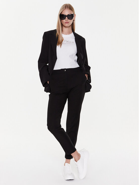 Tommy Hilfiger Tommy Hilfiger Pantaloni di tessuto Vis Ny WW0WW37618 Nero Slim Fit