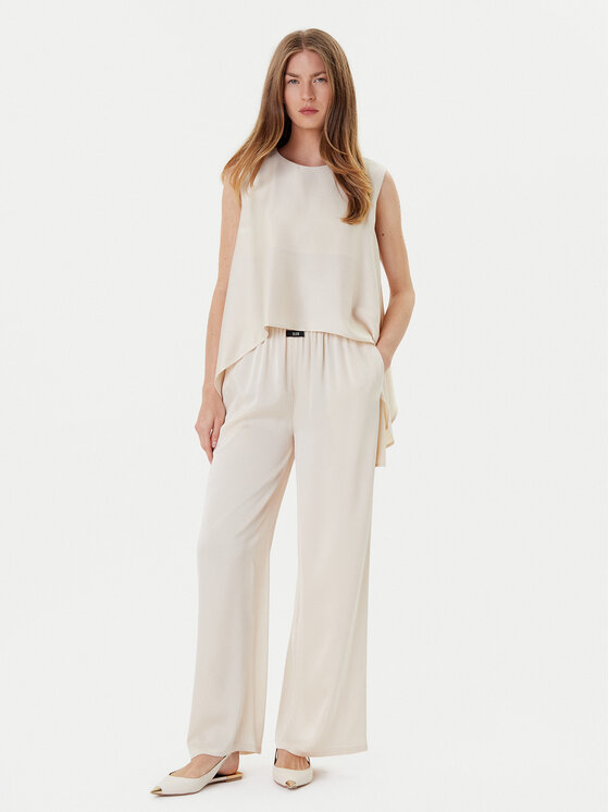 Eleh Eleh Spodnie palazzo ESS250049 Écru Regular Fit