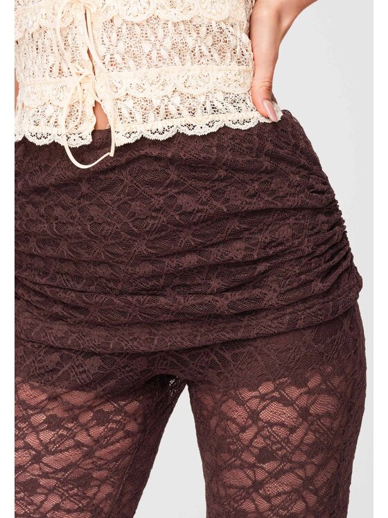 Ombre Ombre Spodnie materiałowe OW-PA-E0010 Brązowy Slim Fit