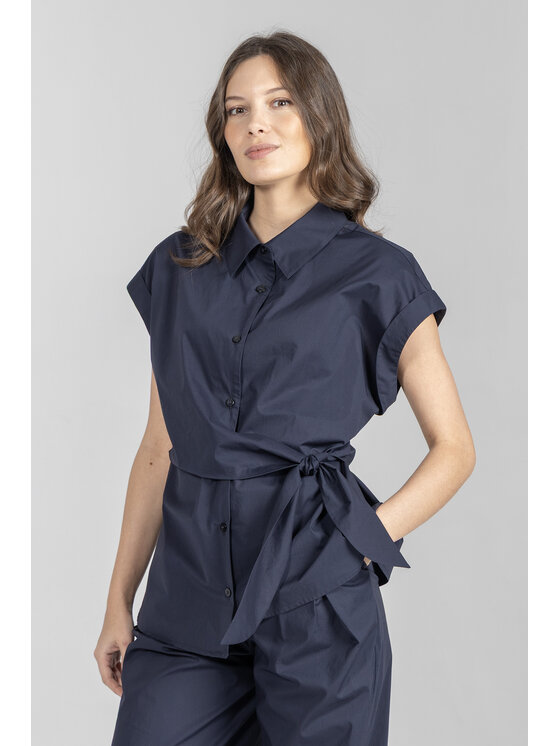 Deni Cler Milano Deni Cler Milano Bluzka T-DC-1227-F2-10-58-1 Granatowy Regular Fit