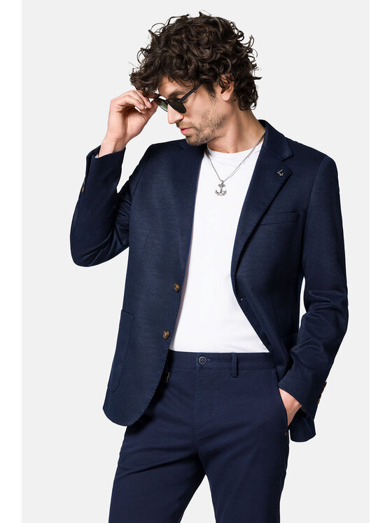 Lancerto Lancerto Marynarka Malcolm MA131123000022 Granatowy Slim Fit