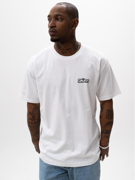 Smerfy Smerfy T-Shirt Koszulka Z Krótkim Rękawem Oversize Męska Biała Smerfy Zgrywus Sketch M Biały Oversize