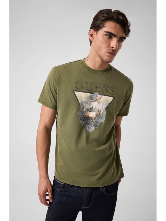 Guess Guess T-Shirt 185491 Zielony Classic Fit
