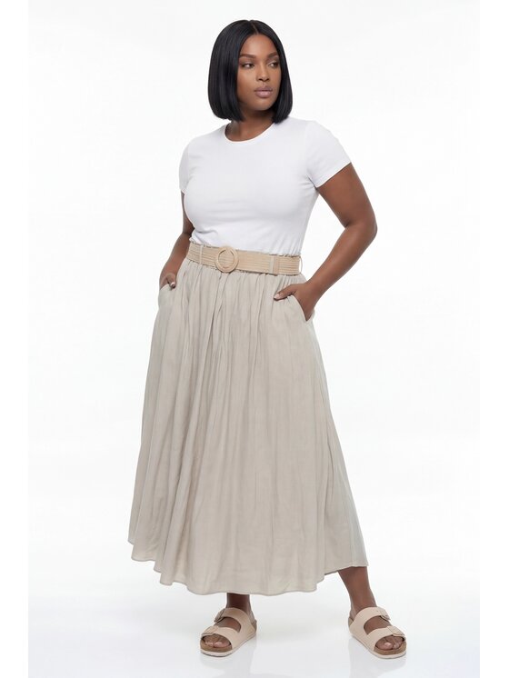 FIGL FIGL Φούστα midi M1296 Μπεζ A-Line Fit