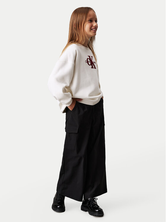 Calvin Klein Jeans Calvin Klein Jeans Medžiaginės kelnės IG0IG02616 Juoda Relaxed Fit
