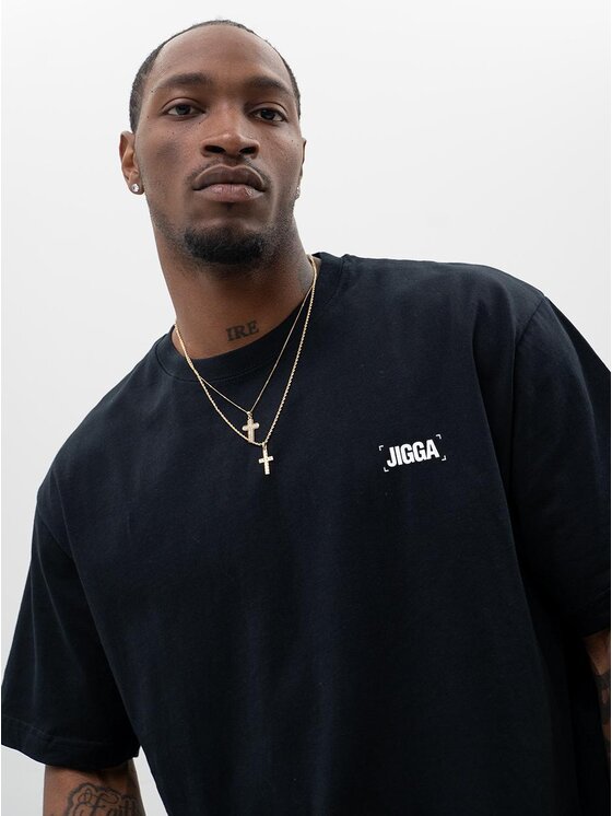 Jigga Wear Jigga Wear T-Shirt Szeroka luźna księżyc moon 125694 Czarny Oversize