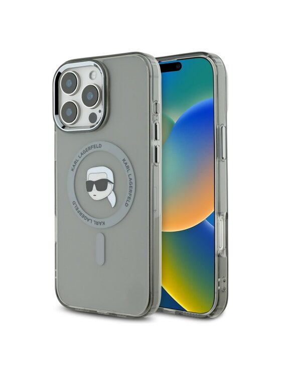 Etui na telefon KARL LAGERFELD, Czarne, IML Metal Karl Head