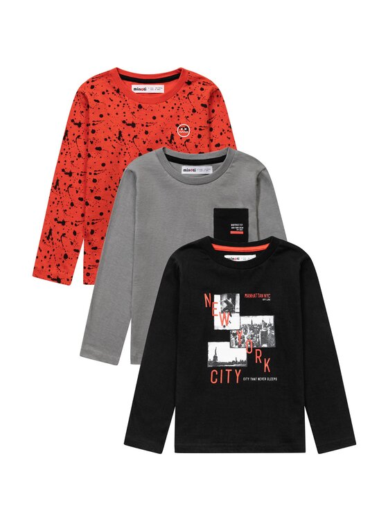 Komplet 3 longsleeve MINOTI, Rozmiar 80/86, Czarny, 11MTTEE 1