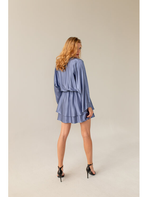 Entelier Entelier Sukienka elegancka kimonowy Niebieski Comfortable Fit