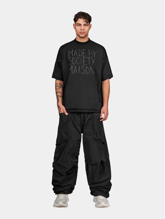 MADE BY SOCIETY MADE BY SOCIETY T-Shirt Suture - T17943 Czarny Basic Fit