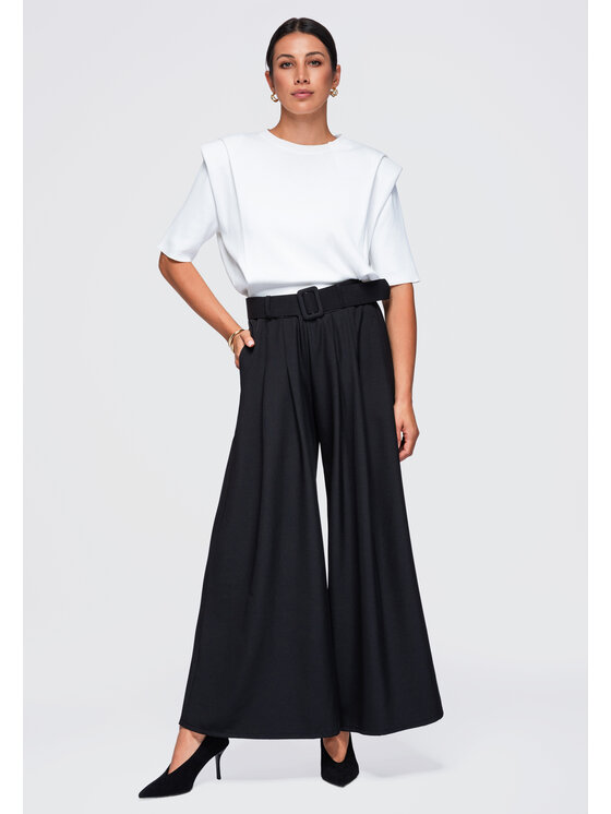 Ombre Ombre Spodnie materiałowe OW-PA-E0021 Czarny Relaxed Fit
