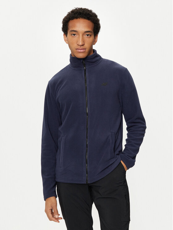 4F Fleecová mikina 4FWMM00TFLEM289 Tmavomodrá Regular Fit