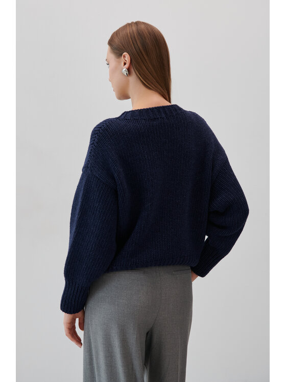 Fobya Fobya Sweter F2057 Granatowy Basic Fit