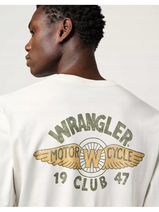 Wrangler Wrangler Longsleeve Long Sleeve Americana Tee Biały Regular Fit
