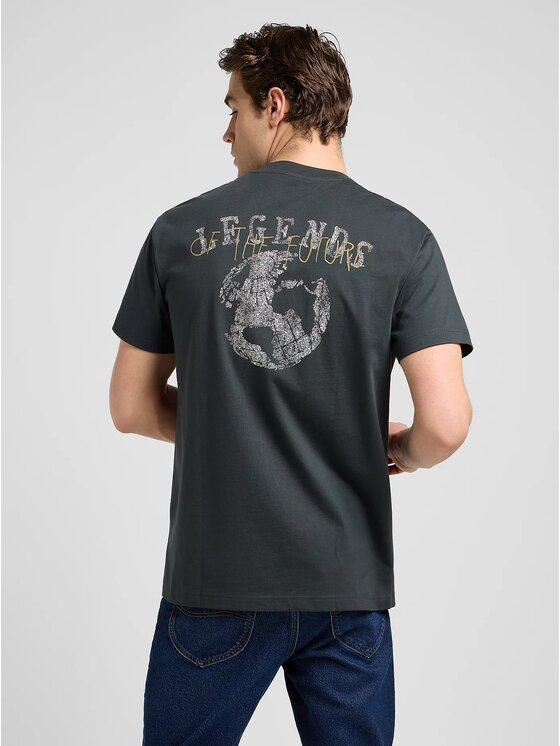 Lee Lee T-Shirt RELAXED GRAPHIC TEE Szary Regular Fit