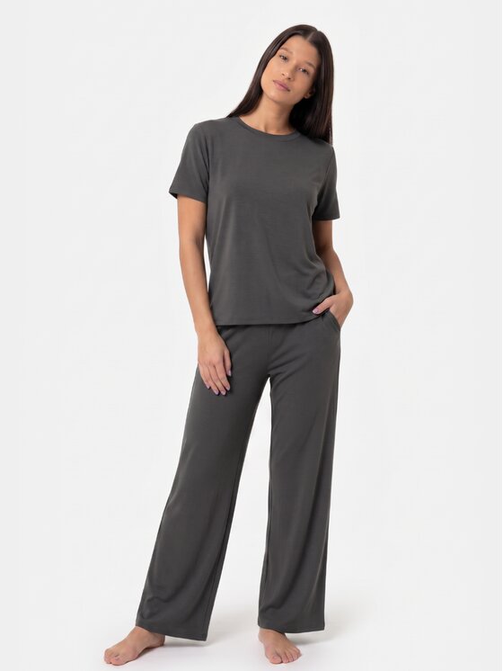 BASICLO BASICLO T-Shirt BSL-004-690 Szary ciemny Oversize