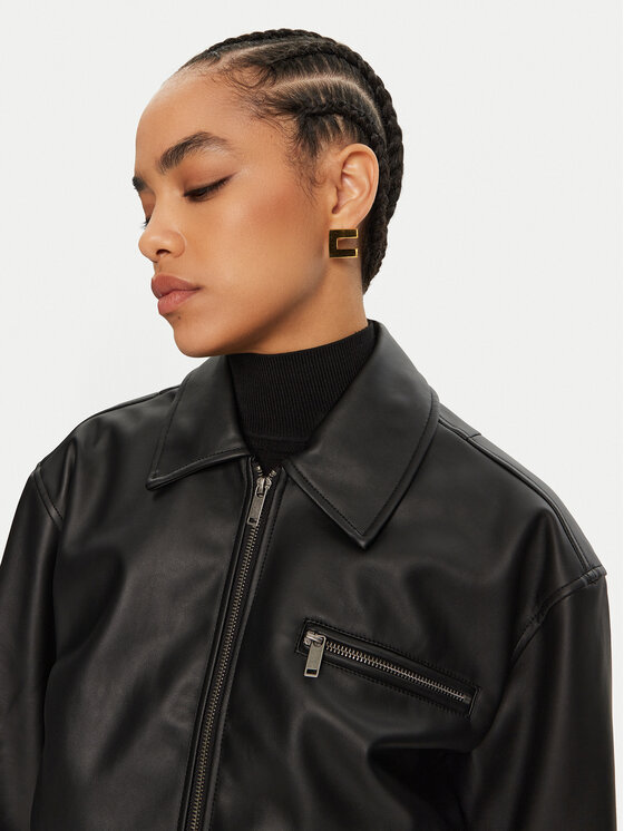 Gina Tricot Gina Tricot Jacke aus Kunstleder 23136 Schwarz Loose Fit
