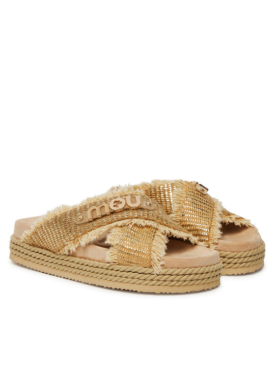 Mou Mou Pantoletten Criss-cross MU.SW451009K Beige