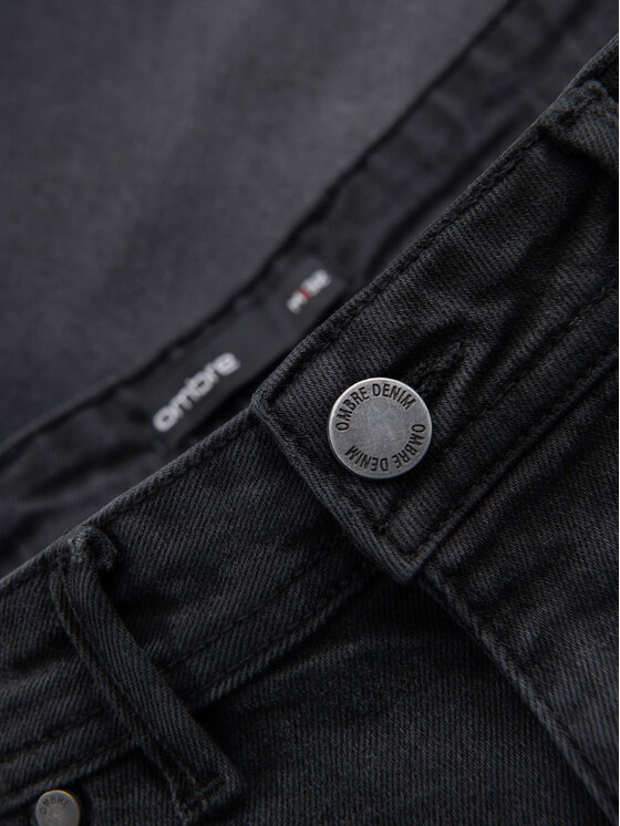 Ombre Ombre Szorty jeansowe OM-SRDS-0171 Czarny Regular Fit