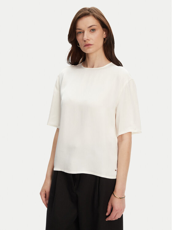 Tommy Hilfiger Damski T-Shirt, rozmiar 42, Écru, WW0WW45900