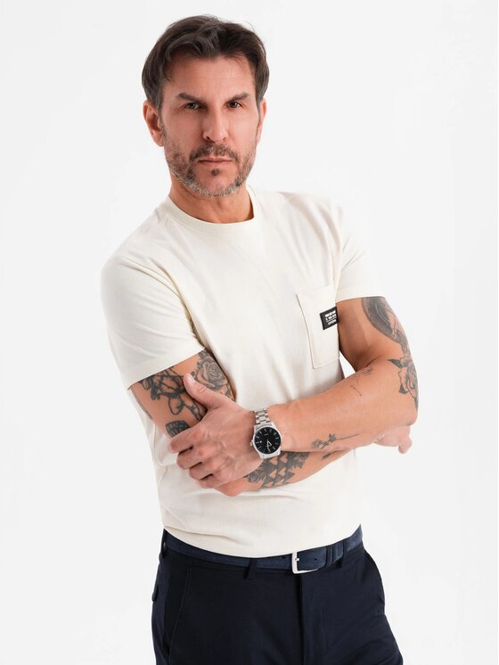 Ombre Ombre T-Shirt OM-TSCT-0109 Écru Classic Fit