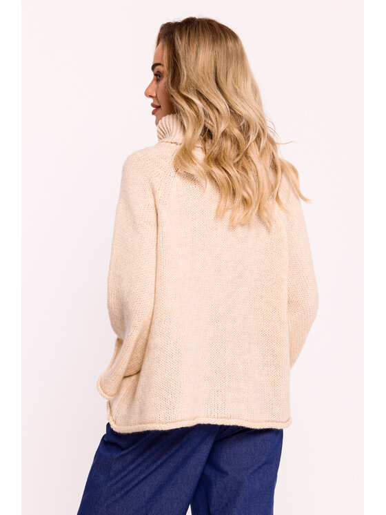 Made of Emotion Made of Emotion Sweter M822 Beżowy Baggy Fit