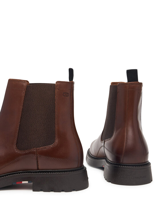 Tommy Hilfiger Tommy Hilfiger Klassische Stiefeletten Corporate Casual Lth Chelsea FM0FM05966 Braun