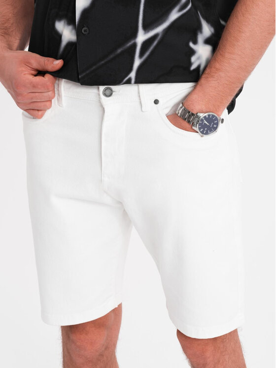 Ombre Ombre Szorty jeansowe OM-SRDS-0171 Biały Regular Fit