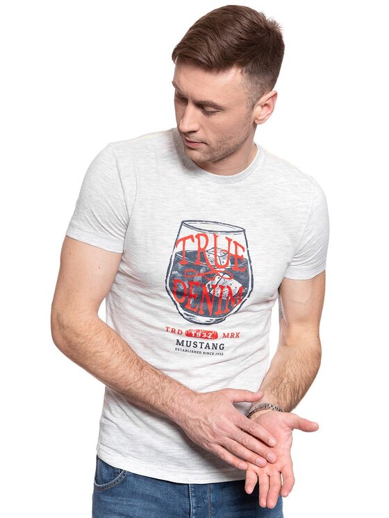 Mustang Mustang T-shirt AARON C PRINT Bianco Slim Fit