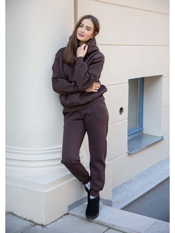 DKaren Sport DKaren Sport Komplet bluza i spodnie materiałowe Randi Brązowy Classic Fit