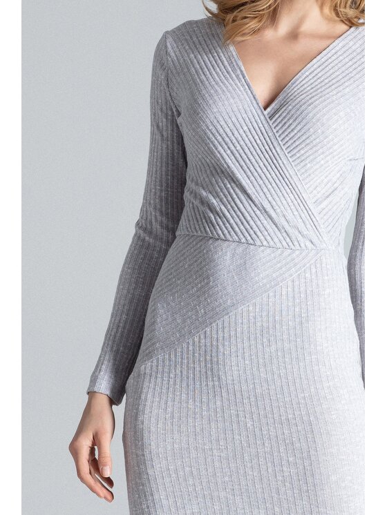 FIGL FIGL Sukienka M637 Szary Slim Fit