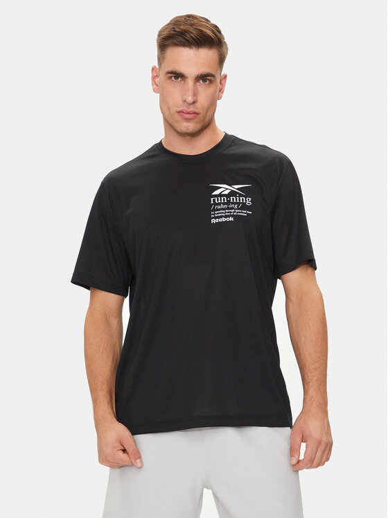 Reebok Reebok T-Shirt Run Graphic 100075314 Černá Relaxed Fit