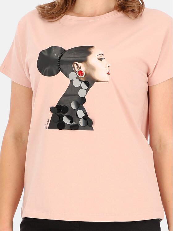 Perso Perso T-Shirt TCE246000F Różowy Regular Fit
