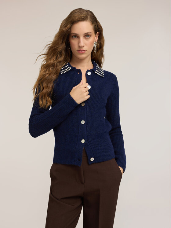 Motivi Motivi Kardigan M575W004293N034 Niebieski Regular Fit