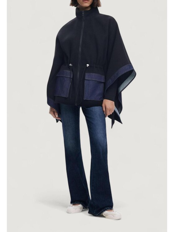 Desigual Desigual Κάπα PONCHO_DENIM ALDAMA Μαύρο Casual Fit
