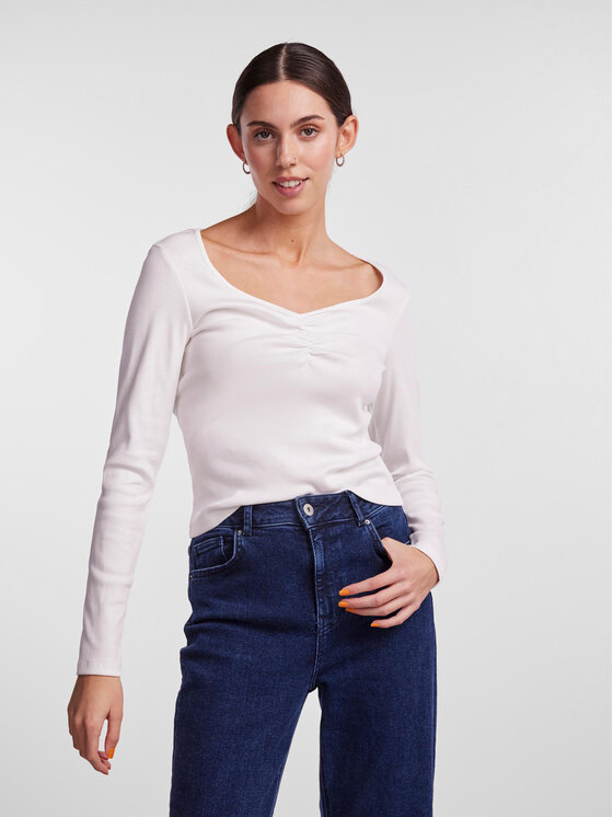 Pieces Pieces Halenka 17135564 Bílá Slim Fit
