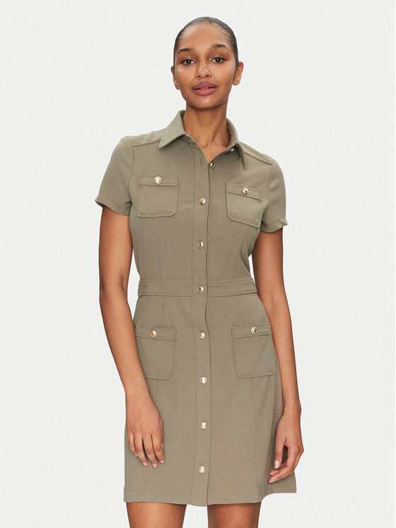 Guess Košeľové šaty W5GK70 KCBO2 Kaki Regular Fit