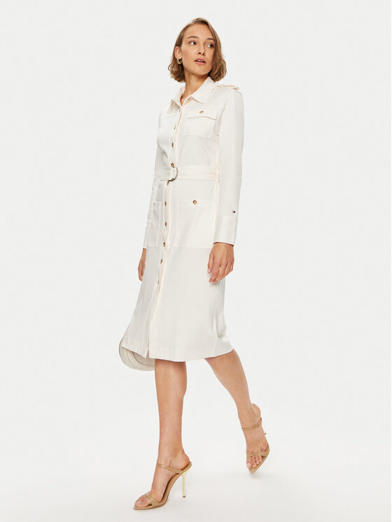 Tommy Hilfiger Tommy Hilfiger Košilové šaty Utility Shirt Dress Ls WW0WW42269 Bílá Regular Fit