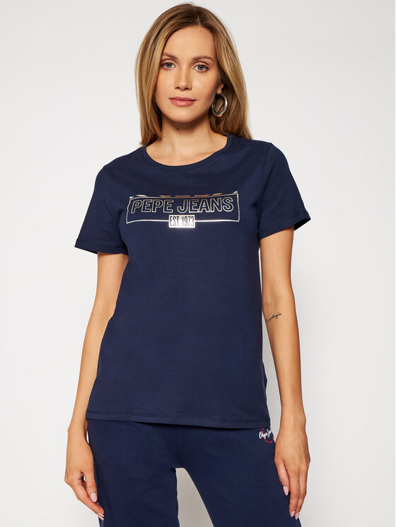 Pepe Jeans Pepe Jeans T-Shirt Betty PL504815 Granatowy Regular Fit