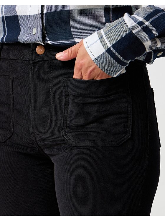 Wrangler Wrangler Spodnie materiałowe Flare Czarny Flare Fit