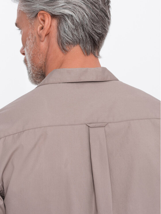 Ombre Ombre Koszula OM-SHSS-0168 Beżowy Regular Fit