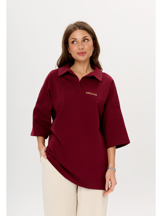 Mirons Mirons Polo Soft Bordowy Oversize