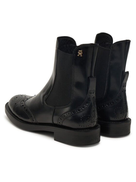 Tommy Hilfiger Tommy Hilfiger Боти тип челси Brogue Boot FW0FW09151 Черен
