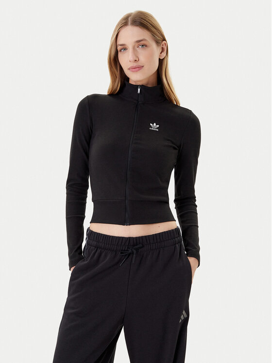 adidas adidas Mikina Essentials Ribbed JD5905 Černá Slim Fit