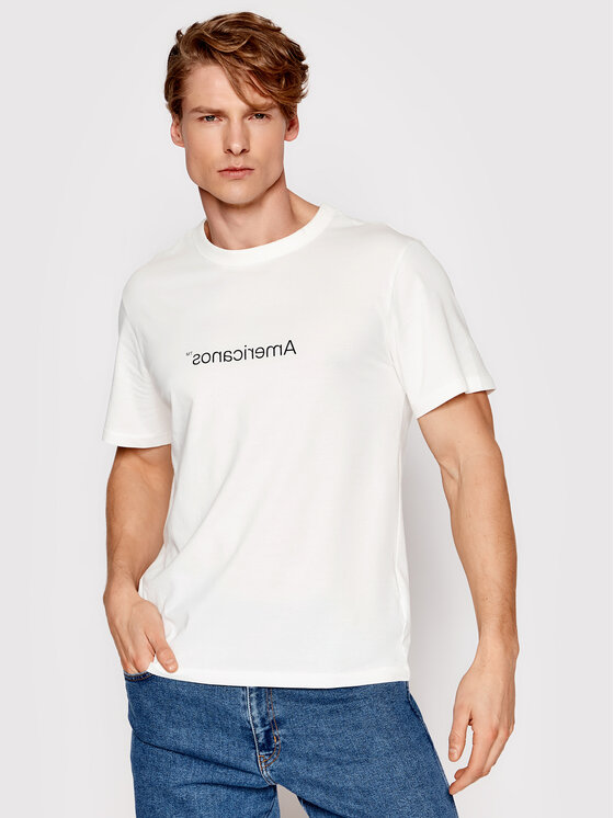 Americanos Americanos T-Shirt America Biały Regular Fit