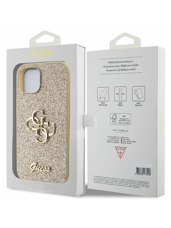 Guess Guess Etui na telefon iPhone 15 Złoty