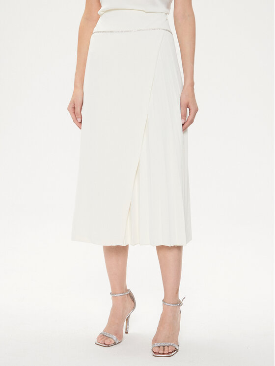 Rinascimento Fustă midi CFC0118252003 Alb Regular Fit
