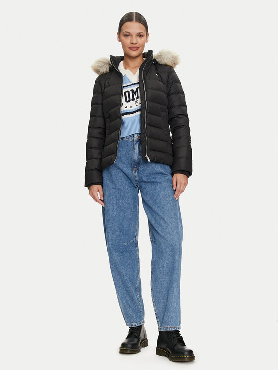 Tommy Jeans Tommy Jeans Pūkinė striukė Basic DW0DW18312 Juoda Slim Fit